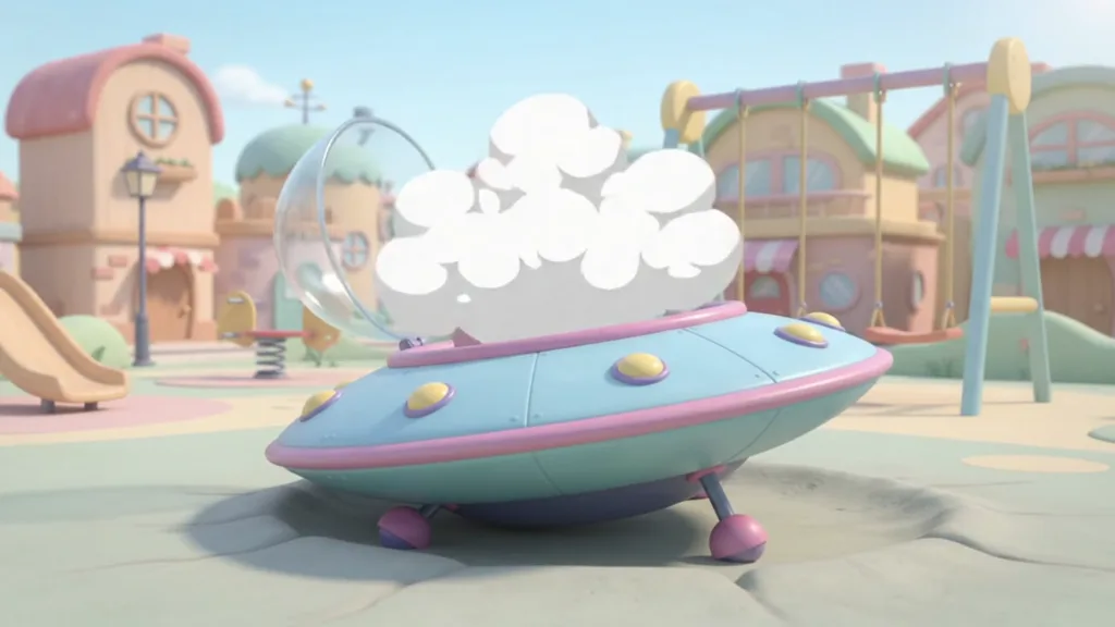 Le dôme de la soucoupe s'ouvre dans un nuage de fumée.